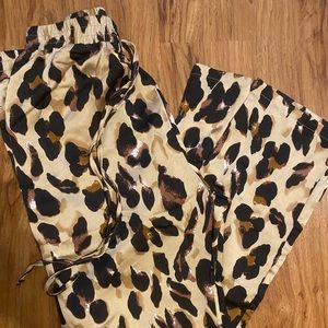 SheIn Leopard Print Silky Drawstring Joggers